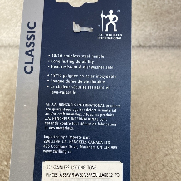 new j.a. henckels classic 12” stainless steel locking tong / tongs - Picture 3 of 6